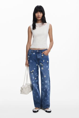 Jean droit marguerites - Desigual - Modalova