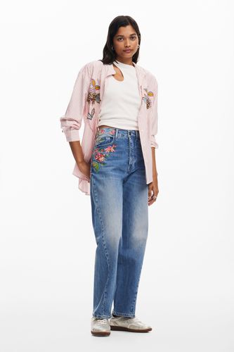 Pantalon long en denim à fleurs - Desigual - Modalova