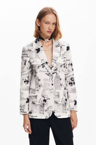 Blazer droit texte et fleurs - Desigual - Modalova