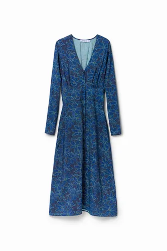 Robe-chemise midi fleurs - Desigual - Modalova