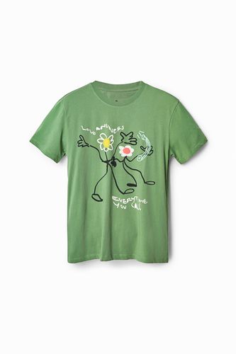 T-shirt kaki fleurs - Desigual - Modalova