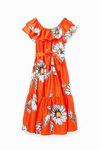 Robe midi volants marguerites - Desigual - Modalova
