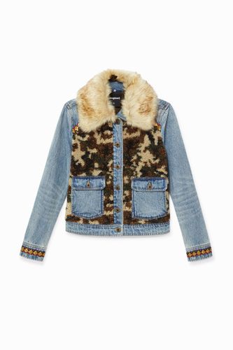 Veste en jean slim façon fourrure - Desigual - Modalova