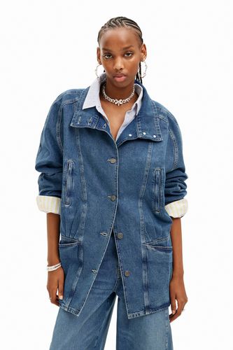 Veste en jean à rayures et col en V - Desigual - Modalova