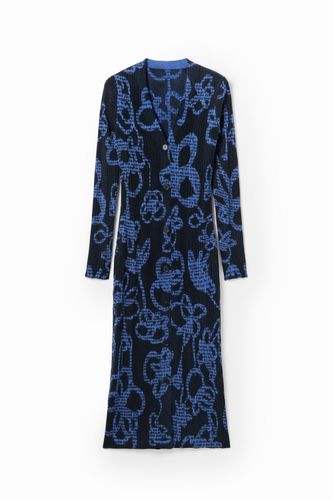 Robe midi maille fleurs - Desigual - Modalova