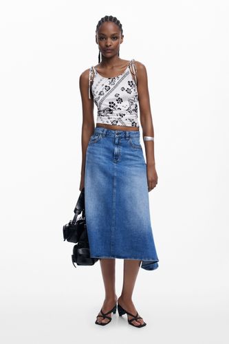 Jupe midi asymétrique en jean - Desigual - Modalova