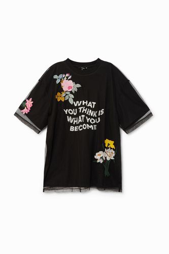 T-shirt résille fleurs - Desigual - Modalova