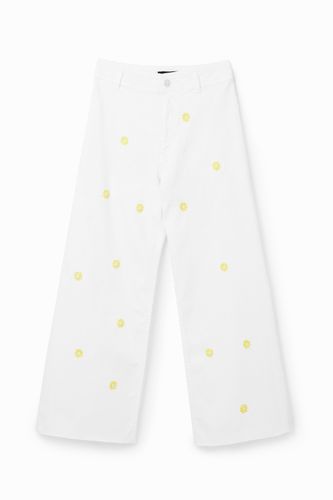 Jupe-culotte courte en jean marguerites - Desigual - Modalova