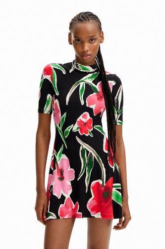 Robe patineuse courte fleurs - Desigual - Modalova