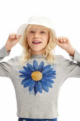 T-shirt côtelé avec illustration fleur - Desigual - Modalova