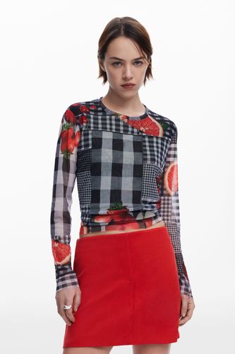 T-shirt en tulle vichy fruits - Desigual - Modalova