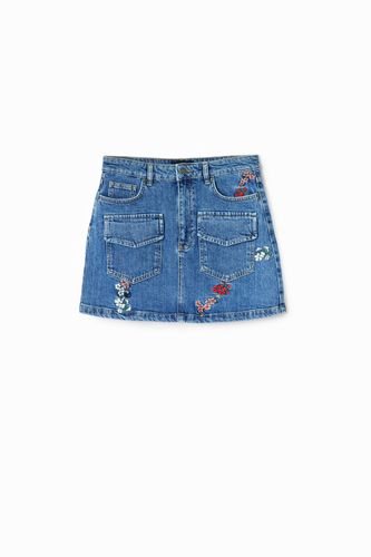 Mini-jupe jean fleurs - Desigual - Modalova