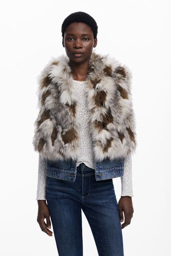 Gilet en denim avec fourrure - Desigual - Modalova