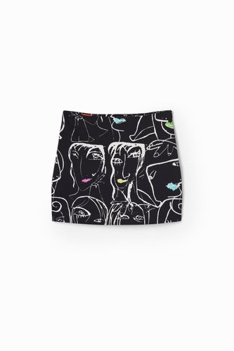 Mini-jupe ajustée visages - Desigual - Modalova