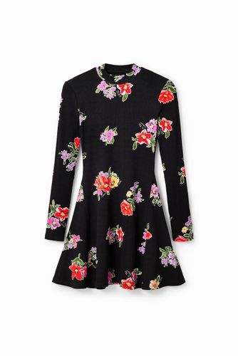 Robe courte patineuse fleurs - Desigual - Modalova