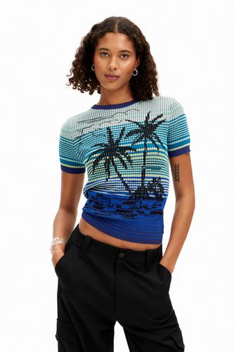 T-shirt maille palmiers - Desigual - Modalova