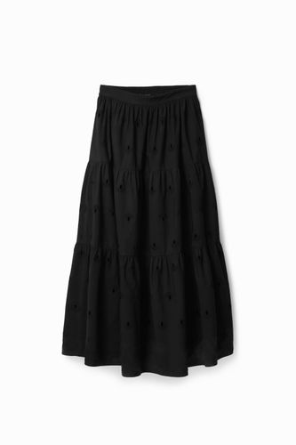 Jupe midi broderie suisse - Desigual - Modalova