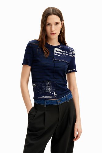 T-shirt patchwork rayures journal - Desigual - Modalova