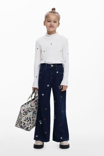 Jean cropped large brodé - Desigual - Modalova