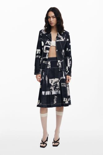 Jupe midi plissée imprimé journal - Desigual - Modalova