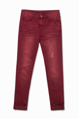 Pantalon en jean skinny broderie florale - Desigual - Modalova