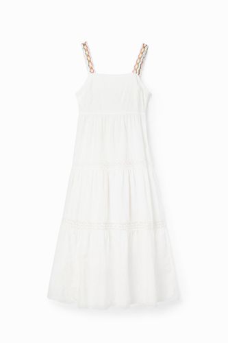 Robe longue bretelles broderie - Desigual - Modalova