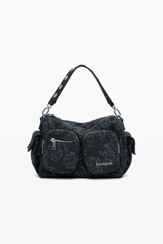 Sac en denim à poches multiples brodé de taille moyenne - Desigual - Modalova