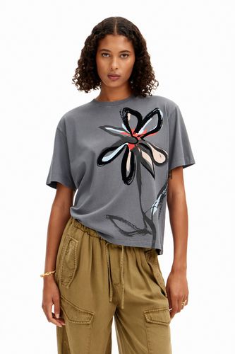 T-shirt usée avec fleur arty - Desigual - Modalova