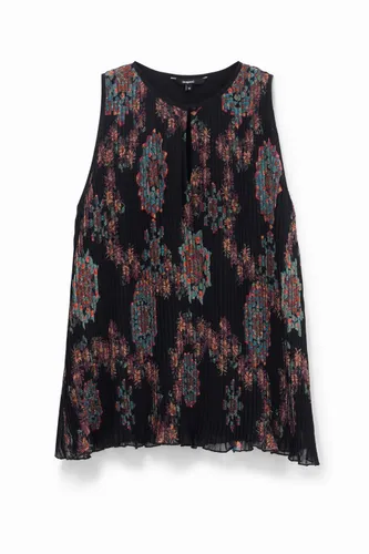 Blouse noire sans manches plissée - Desigual - Modalova