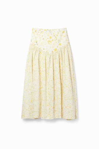 Jupe midi froncée fleurs - Desigual - Modalova