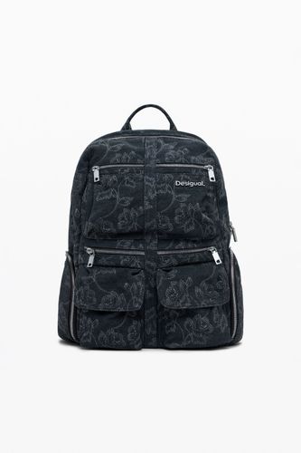 Grand sac à dos en denim brodé - Desigual - Modalova