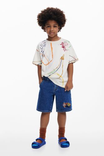 Bermuda en jean brodée - Desigual - Modalova