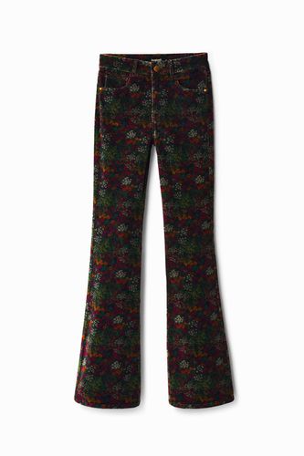 Pantalon velours côtelé imprimé floral - Desigual - Modalova