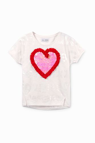 T-shirt coeur paillettes - Desigual - Modalova