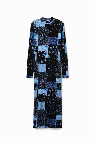 Robe midi tissu côtelé fleuri - Desigual - Modalova
