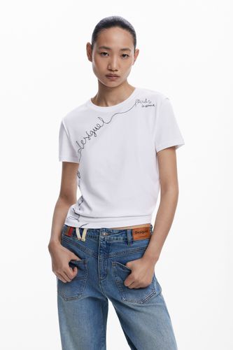 T-shirt avec phrase brodée - Desigual - Modalova
