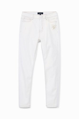 Pantalon en jean skinny coeur - Desigual - Modalova
