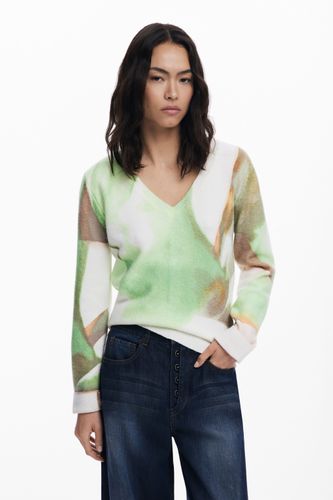 Pull doux col en V - Desigual - Modalova