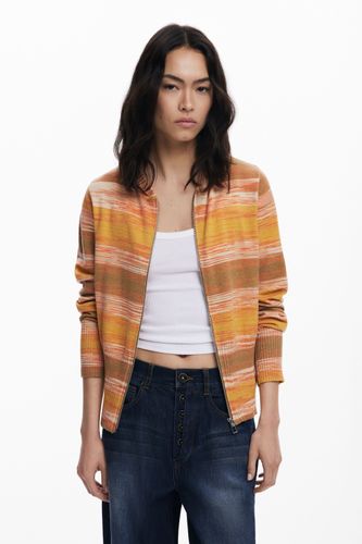 Pull à rayures avec fermeture éclair et capuche - Desigual - Modalova