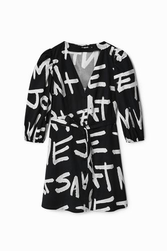 Robe chemise courte messages - Desigual - Modalova