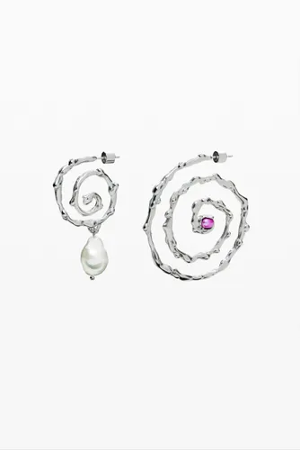 Boucles d'oreilles spirales irrégulières plaqué argent Zalio - Desigual - Modalova