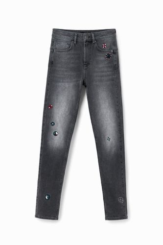 Jean skinny push-up broderies - Desigual - Modalova