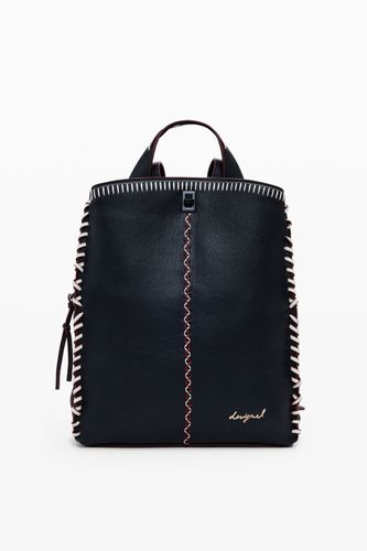 Grand sac à dos effet cuir avec surpiqûres - Desigual - Modalova