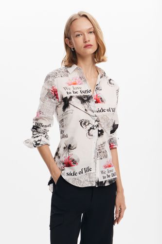 Chemise texte fleurs - Desigual - Modalova