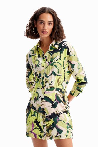 Robe chemise courte fleurs - Desigual - Modalova