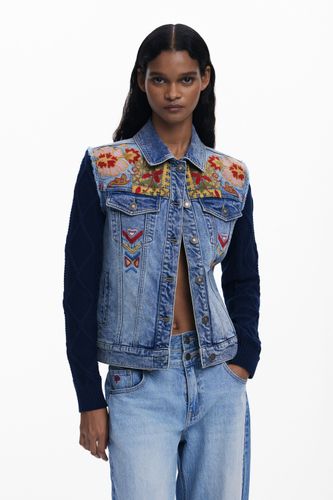 Combined Trucker Jacket with embroidery - Desigual - Modalova