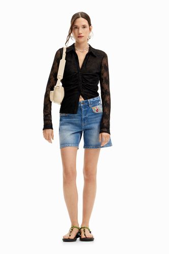 Short en denim brodé - Desigual - Modalova