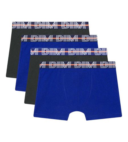 Lot de 4 boxers garçon coton stretch ceinture contrastée Bleu Eco - DIM - Modalova