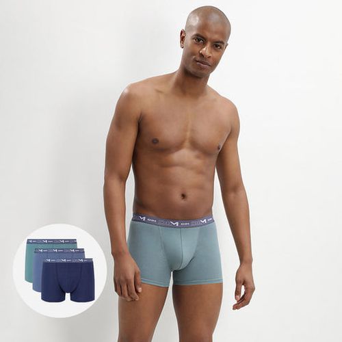 Lot de 3 boxers bleu denim bleu orage palme Coton Stretch - DIM - Modalova