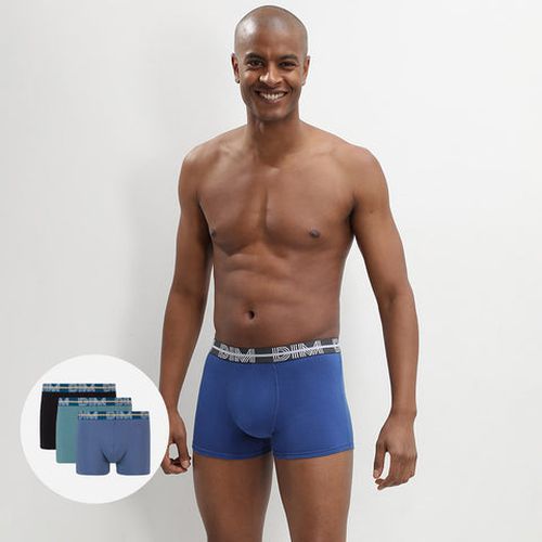 Lot de 3 boxers noir coton stretch ceinture colorée Powerful - DIM - Modalova